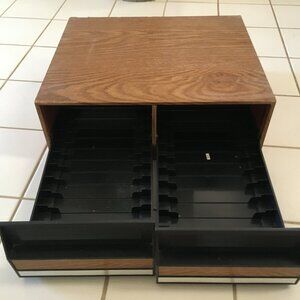 Vintage 2 Drawer VHS VCR Tape Storage Case, Wood Grain, Holds 22  VCR Tapes